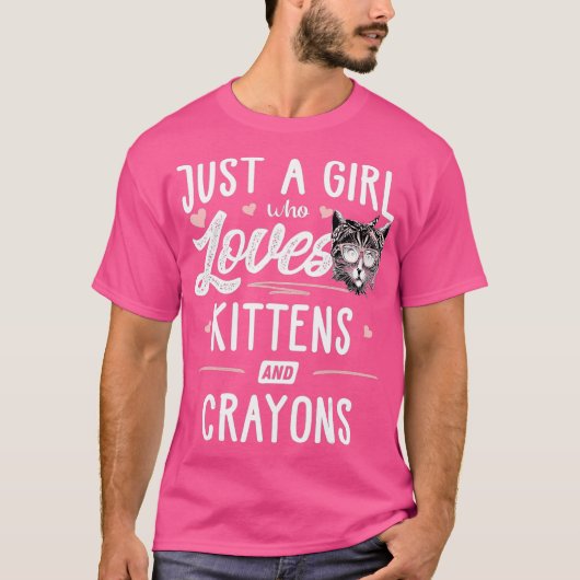 Gewoon een meisje dat houdt van Kittens en krijtje T-shirt (Voorkant)