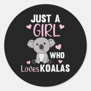 Gewoon een meisje dat houdt van Koalas Cute Koala  Ronde Sticker