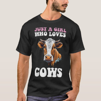 Gewoon een meisje dat houdt van Koe Dierenvriend T-shirt