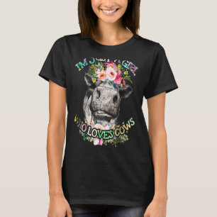 Gewoon een meisje dat houdt van Koeien Boerderij v T-shirt