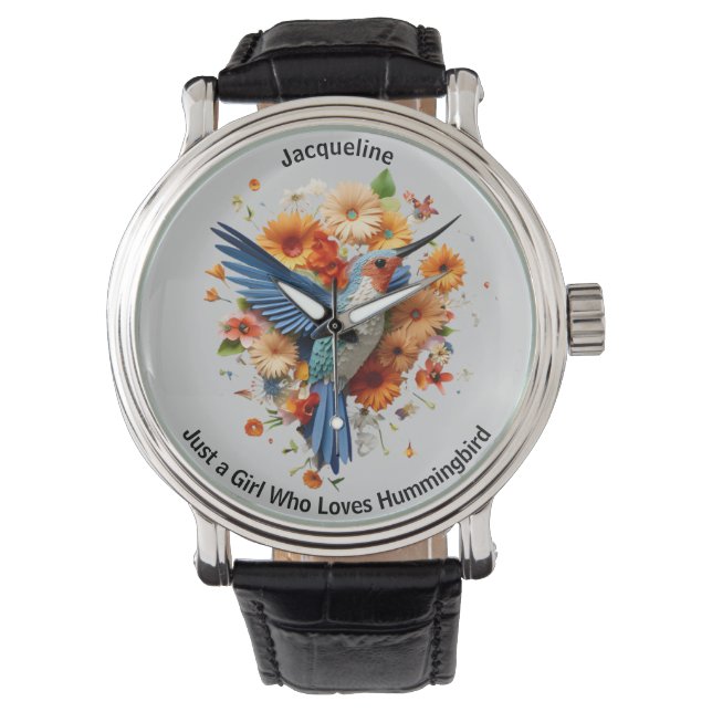 Gewoon een meisje dat houdt van kolibrie personali horloge (Voorkant)