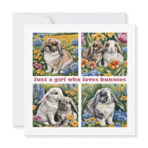 Gewoon een meisje dat houdt van konijnenkaart