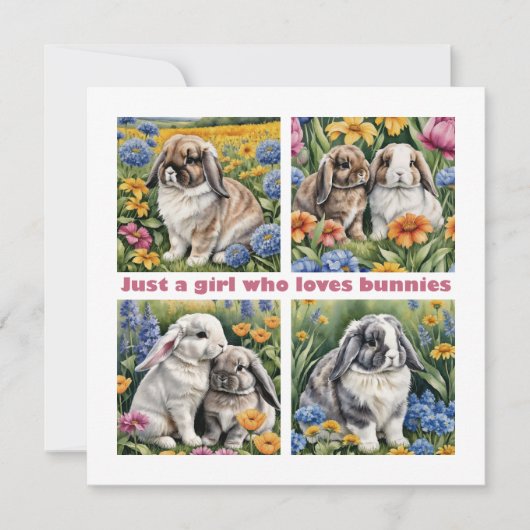 Gewoon een meisje dat houdt van konijnenkaart (Voorkant)