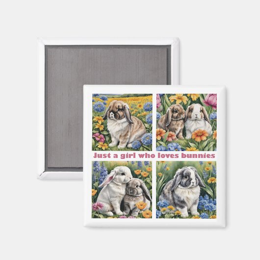 Gewoon een meisje dat houdt van konijntjes koelkas magneet (Voorkant / Achterkant)