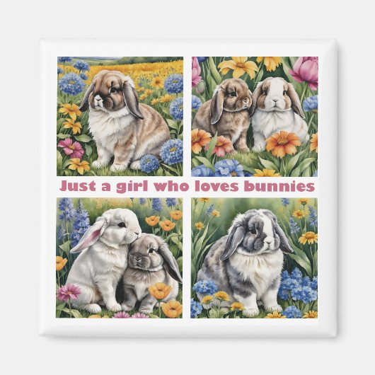 Gewoon een meisje dat houdt van konijntjes koelkas magneet (Voorkant)