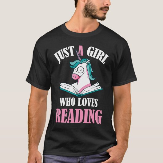 Gewoon een meisje dat houdt van lezen eenhoorn en  t-shirt (Voorkant)