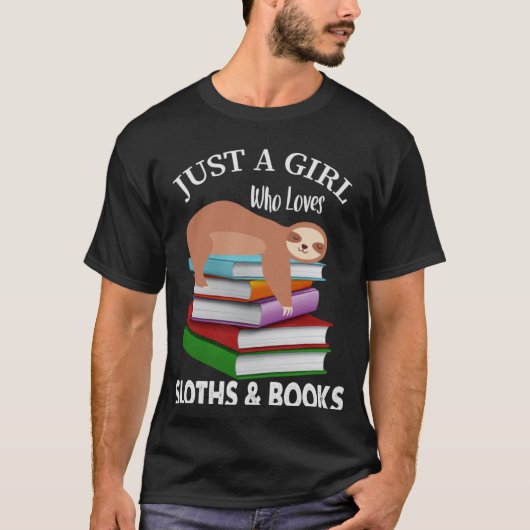 Gewoon een meisje dat houdt van luiaards en boeken t-shirt (Voorkant)