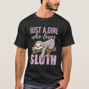 Gewoon een meisje dat houdt van luiaards luie slap t-shirt