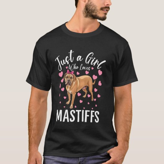 Gewoon een meisje dat houdt van mastiffs vrouwen e t-shirt (Voorkant)