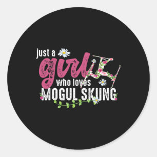 Gewoon een meisje dat houdt van mogul skiën - Mogu Ronde Sticker