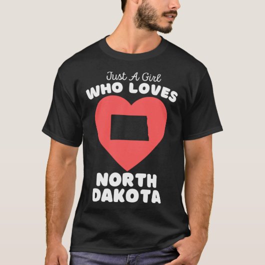 Gewoon een meisje dat houdt van North Dakota schat T-shirt (Voorkant)