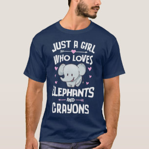 Gewoon een meisje dat houdt van olifanten en krijt t-shirt