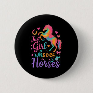 Gewoon een meisje dat houdt van paarden cadeaus ri ronde button 5,7 cm