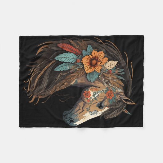 Gewoon een meisje dat houdt van paarden Co. Paarde Fleece Deken (Voorkant (Horizontaal))