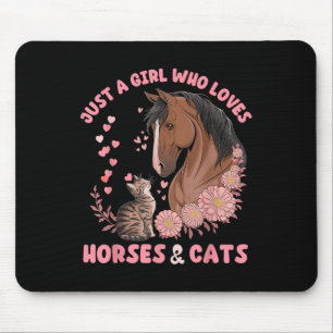 Gewoon een meisje dat houdt van paarden en katten muismat