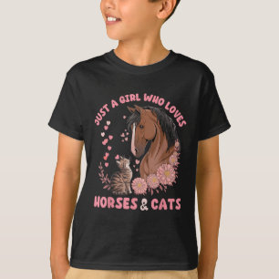 Gewoon een meisje dat houdt van paarden en katten  t-shirt