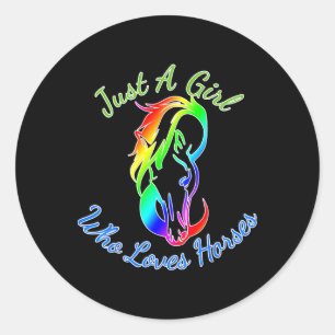 Gewoon een meisje dat houdt van paarden paardrijde ronde sticker