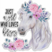 Gewoon een meisje dat houdt van Paarden - Vinyl St Sticker (Voorkant)