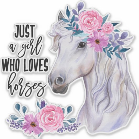 Gewoon een meisje dat houdt van Paarden - Vinyl St Sticker (Voorkant)