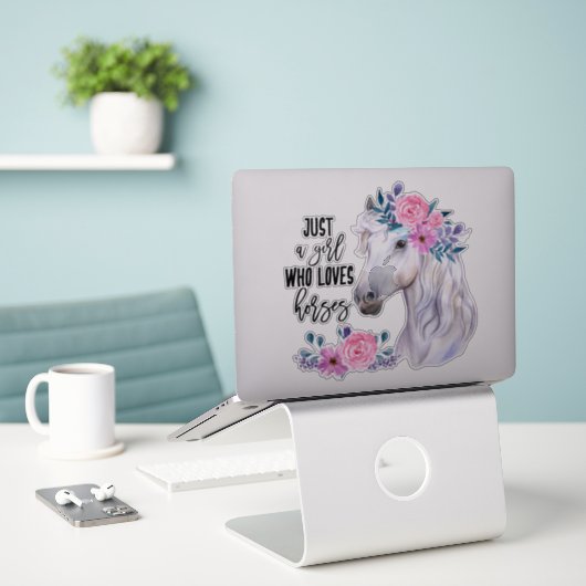 Gewoon een meisje dat houdt van Paarden - Vinyl St Sticker (Laptop op bureau)