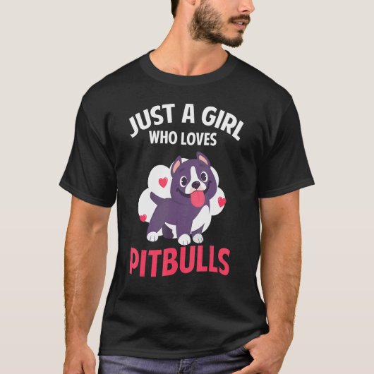 Gewoon een meisje dat houdt van Pitbulls Pitbull M T-shirt (Voorkant)