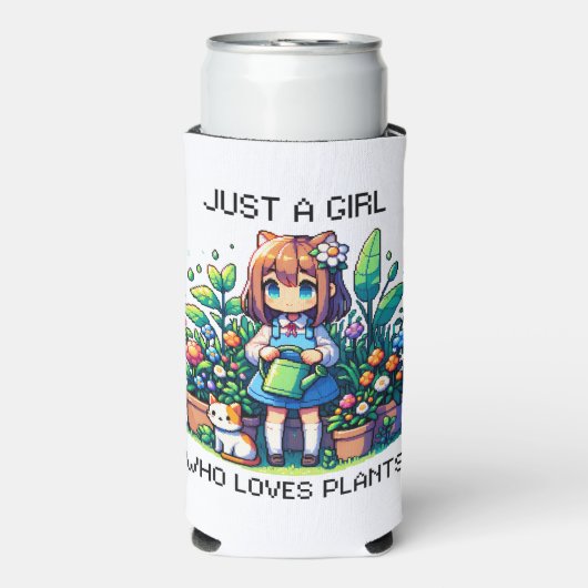 Gewoon een meisje dat houdt van Planten gepersonal Seltzer Blikjeskoeler (Seltzer Voorkant)