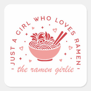 Gewoon een meisje dat houdt van Ramen noedels kawa Vierkante Sticker