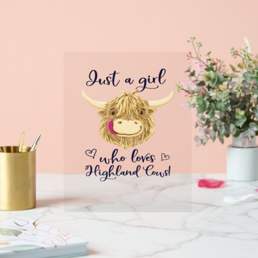 Gewoon een meisje dat houdt van Schotse Highland K Acryl Bord (Huwelijk)