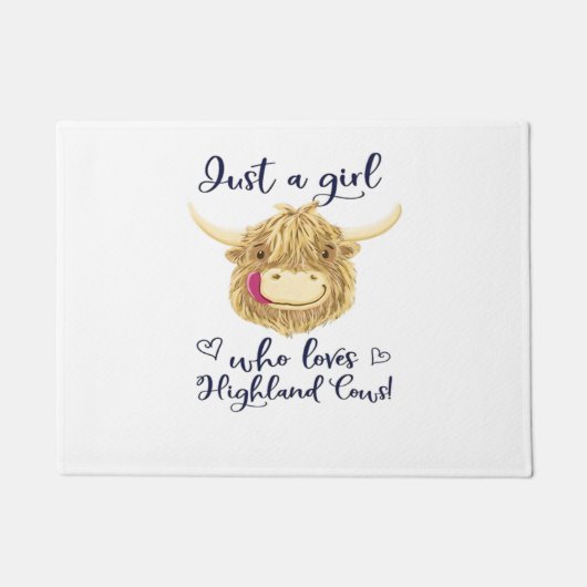Gewoon een meisje dat houdt van Schotse Highland K Deurmat (Voorkant)