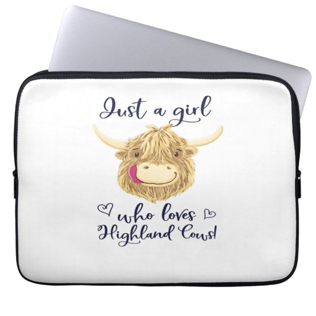 Gewoon een meisje dat houdt van Schotse Highland K Laptop Sleeve (Voorkant)