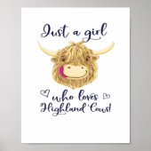 Gewoon een meisje dat houdt van Schotse Highland K Poster (Voorkant)