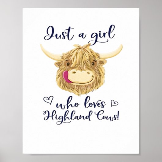 Gewoon een meisje dat houdt van Schotse Highland K Poster (Voorkant)