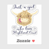 Gewoon een meisje dat houdt van Schotse Highland K Sticker (Vel)