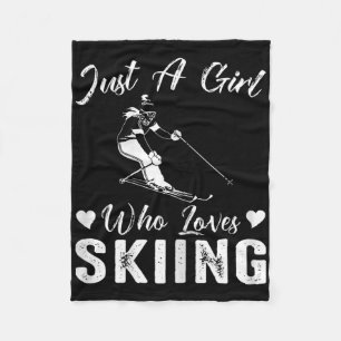 Gewoon een meisje dat houdt van skiën Grappige ski Fleece Deken