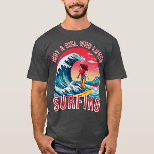 Gewoon een meisje dat houdt van surfen oceaan lief t-shirt