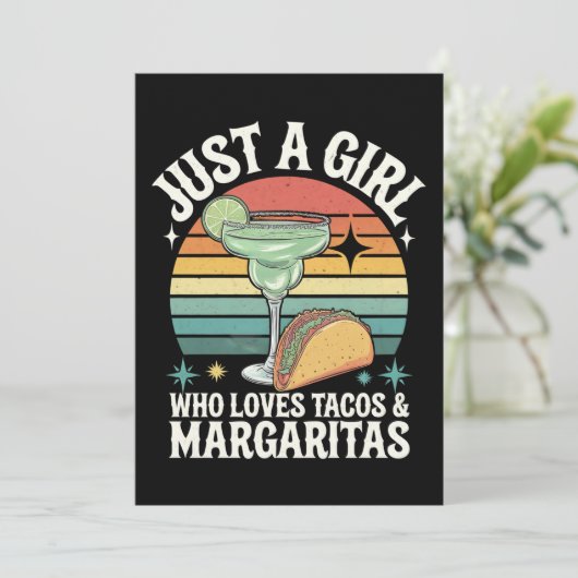 Gewoon een meisje dat houdt van taco's en margarit kaart (Staand voorkant)