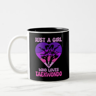 Gewoon een meisje dat houdt van Taekwondo Heart Re Tweekleurige Koffiemok