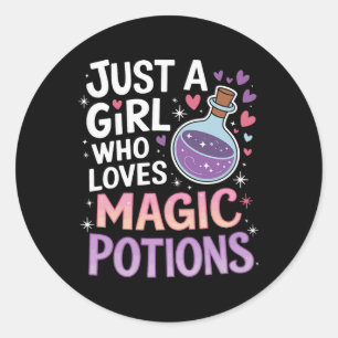 Gewoon een meisje dat houdt van toverdrank grappig ronde sticker