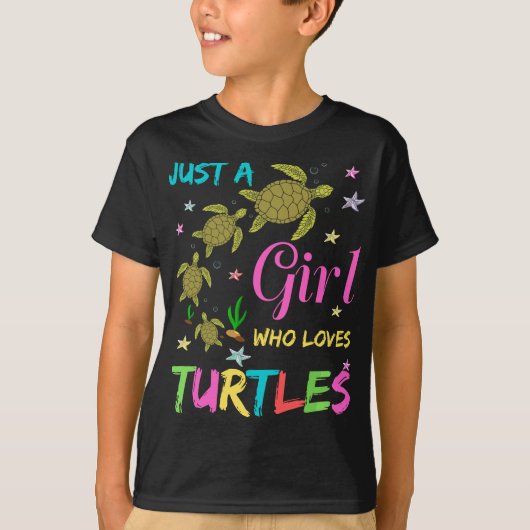Gewoon een meisje dat houdt van Turtles Turtle Zee T-shirt (Voorkant)