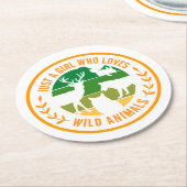 Gewoon een meisje dat houdt van wilde dieren cadea ronde kartonnen onderzetter (Gebogen)