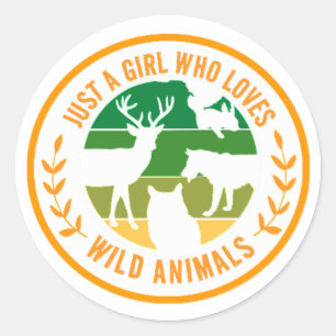 Gewoon een meisje dat houdt van wilde dieren cadea ronde sticker