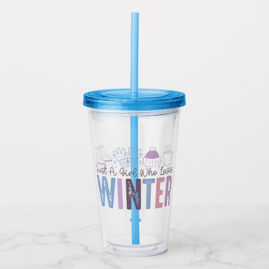 Gewoon een meisje dat houdt van winter Schattigee  Acryl Drinkbeker (Voorkant)