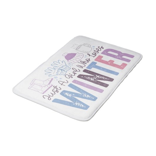 Gewoon een meisje dat houdt van winter Schattigee  Badmat (Gekanteld)