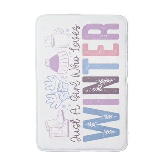 Gewoon een meisje dat houdt van winter Schattigee Badmat (Voorkant Verticaal)