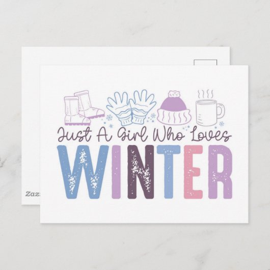 Gewoon een meisje dat houdt van winter Schattigee Briefkaart (Voorkant / Achterkant)