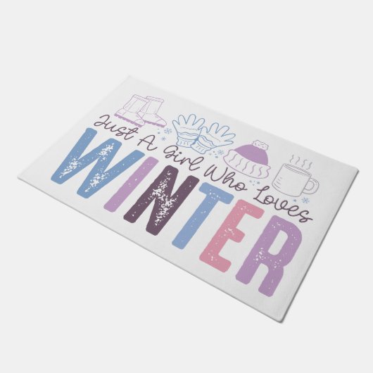 Gewoon een meisje dat houdt van winter Schattigee  Deurmat (Schuin)