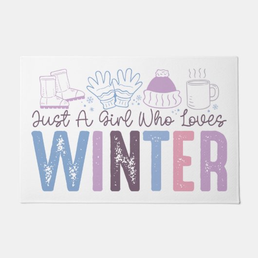 Gewoon een meisje dat houdt van winter Schattigee  Deurmat (Voorkant)