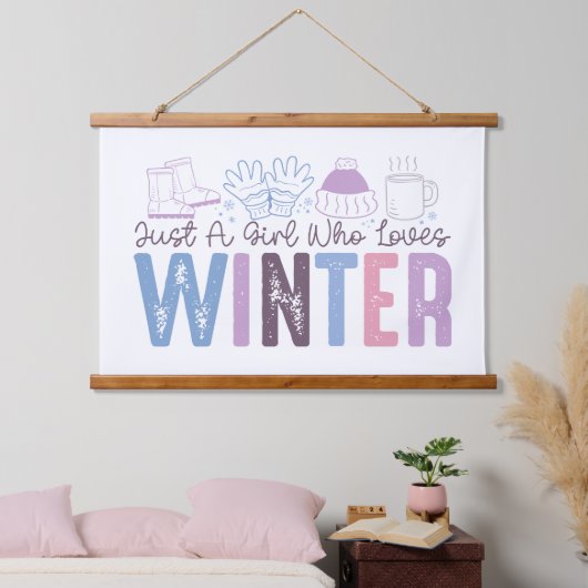 Gewoon een meisje dat houdt van winter Schattigee Hangend Wandkleed (Slaapkamer)