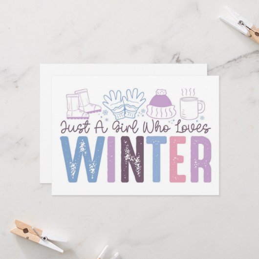 Gewoon een meisje dat houdt van winter Schattigee Kaart (Voorkant / Achterkant in situ)