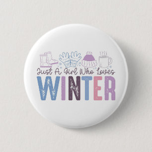 Gewoon een meisje dat houdt van winter Schattigee  Ronde Button 5,7 Cm